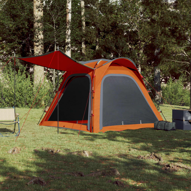 Campingzelt 4 Personen Grau und Orange Quick Release Wasserfest