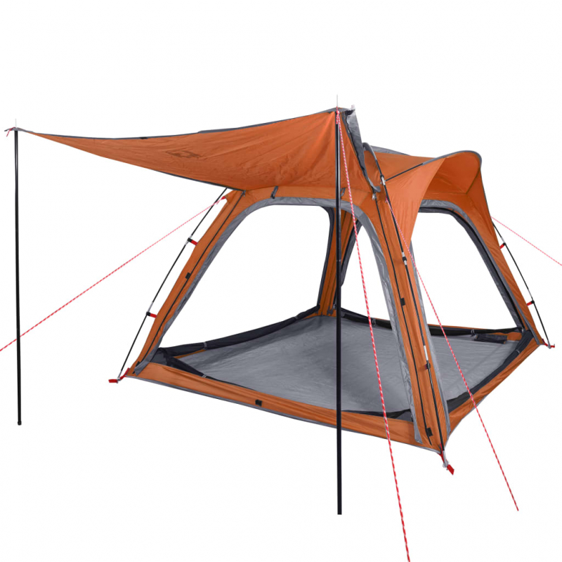 Campingzelt 4 Personen Grau und Orange Quick Release Wasserfest