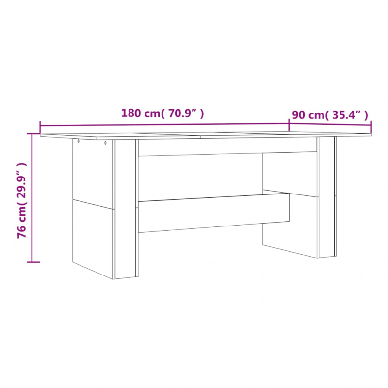 Esstisch Braun Eichen-Optik 180x90x76 cm Holzwerkstoff