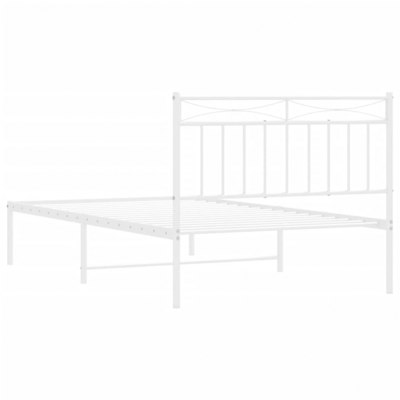 Bettgestell mit Kopfteil Metall Weiß 100x200 cm