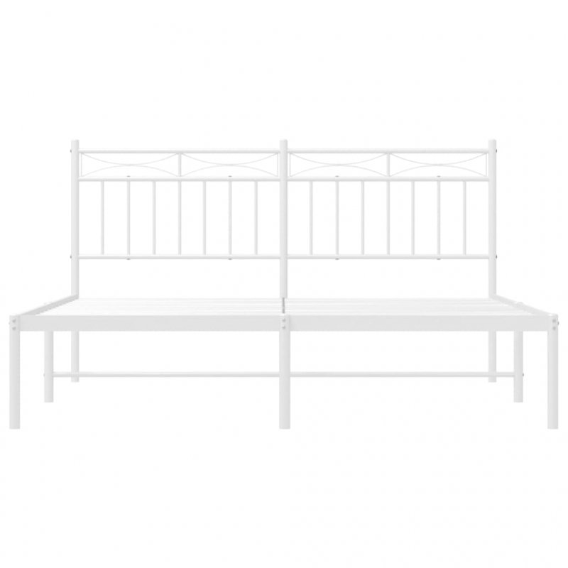 Bettgestell mit Kopfteil Metall Weiß 150x200 cm