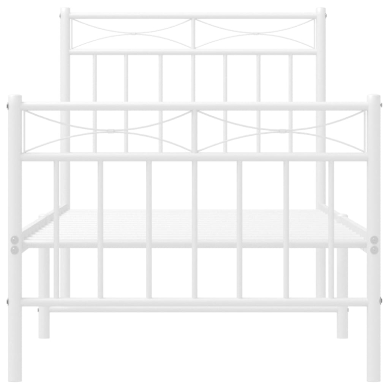 Bettgestell mit Kopf- und Fußteil Metall Weiß 75x190 cm