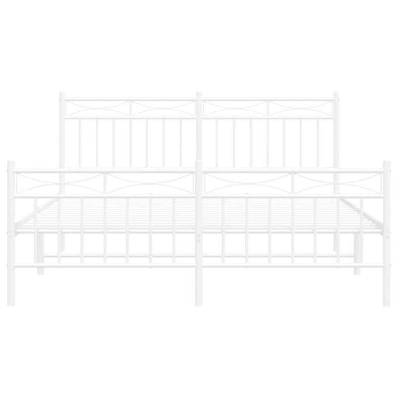 Bettgestell mit Kopf- und Fußteil Metall Weiß 160x200 cm
