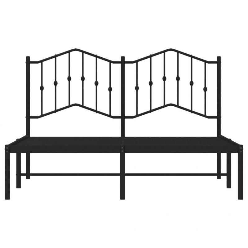 Bettgestell mit Kopfteil Metall Schwarz 135x190 cm