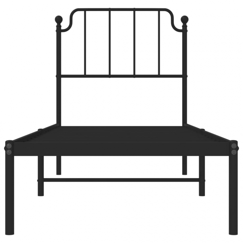 Bettgestell mit Kopfteil Metall Schwarz 80x200 cm