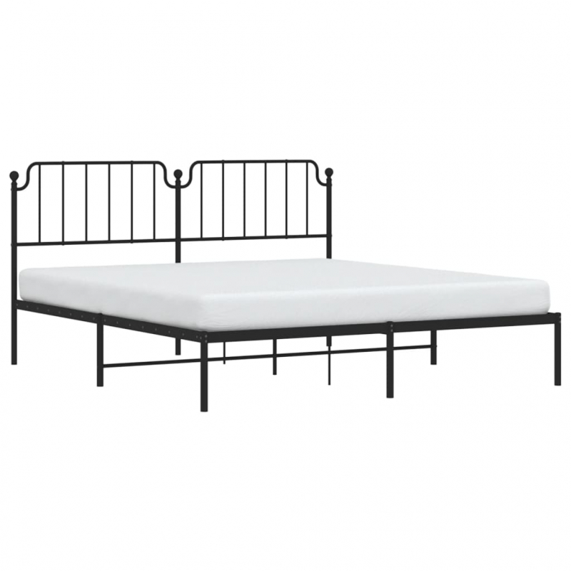 Bettgestell mit Kopfteil Metall Schwarz 183x213 cm