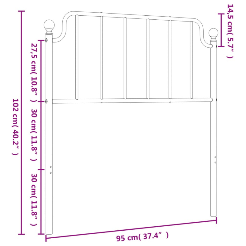 Kopfteil Metall Schwarz 90 cm