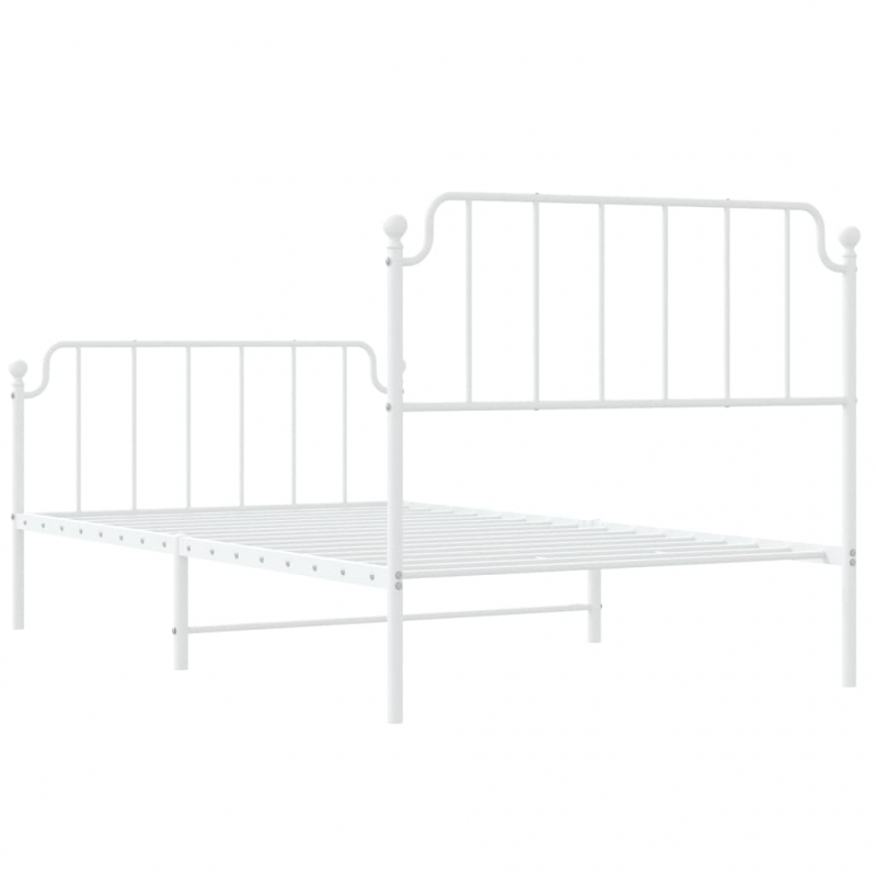 Bettgestell mit Kopf- und Fußteil Metall Weiß 107x203 cm