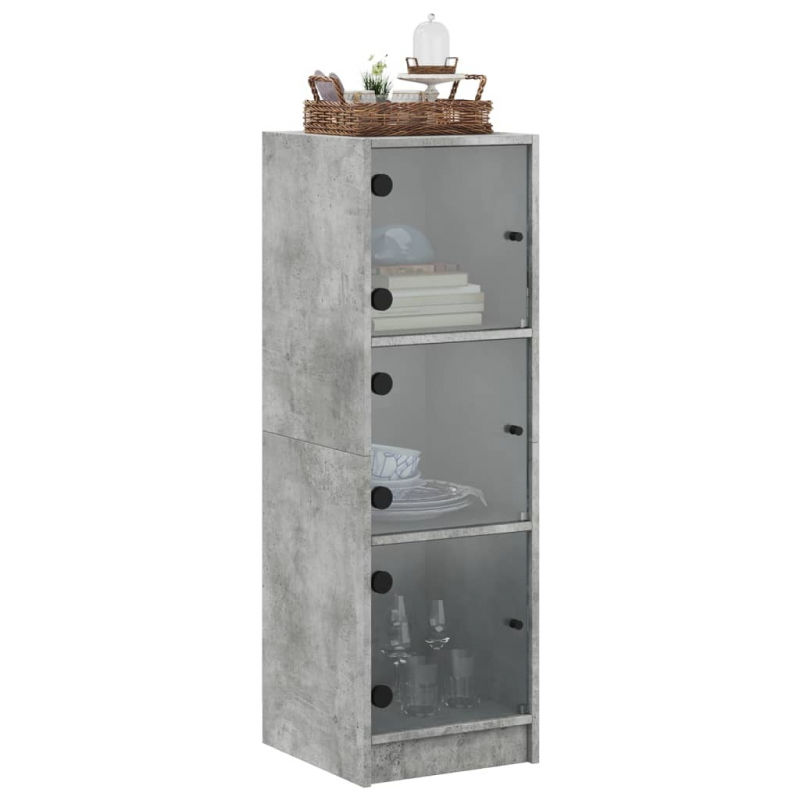 Highboard mit Glastüren Betongrau 35x37x109 cm