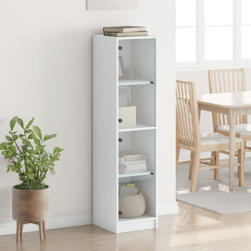 Highboard mit Glastüren Weiß 35x37x142 cm
