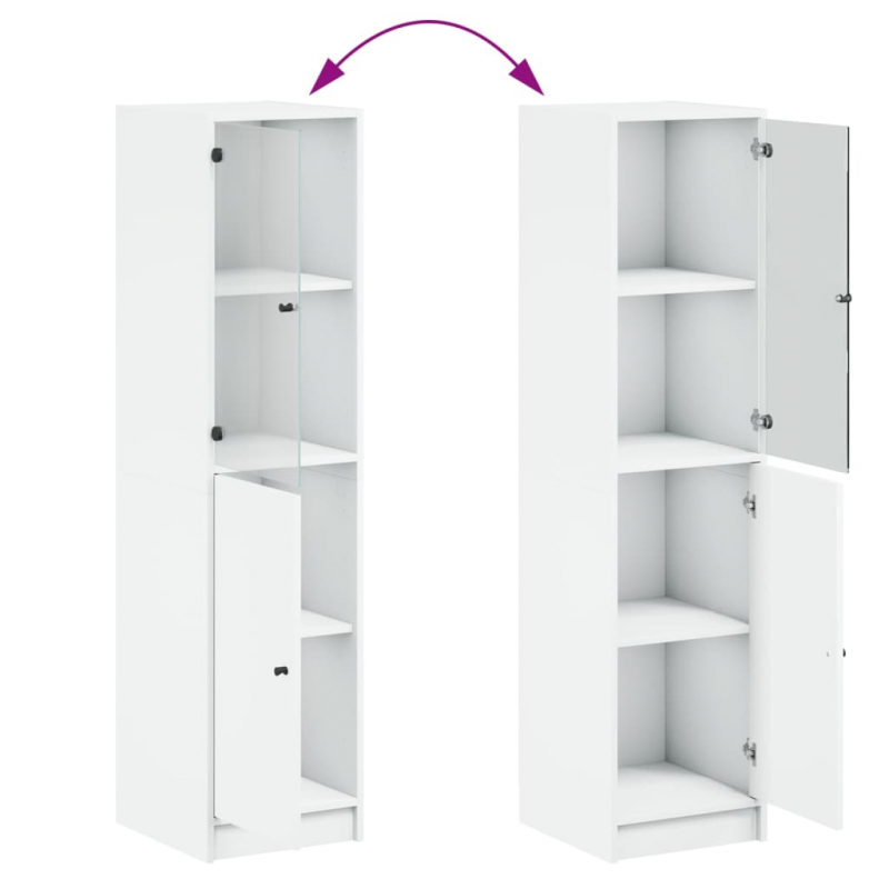 Highboard mit Glastür Weiß 35x37x142 cm