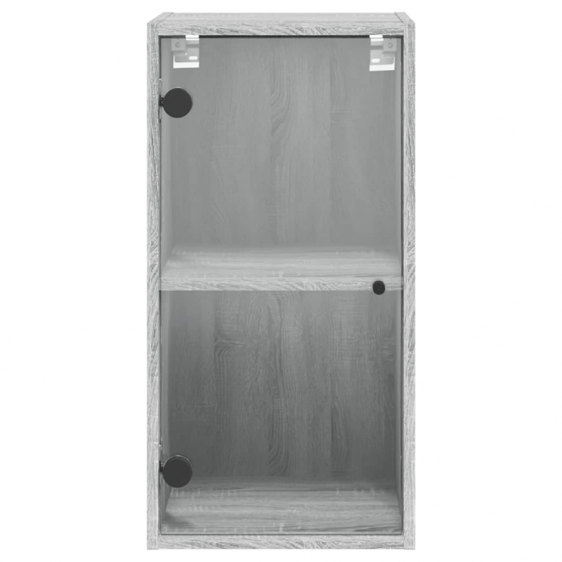 Wandschrank mit Glastüren Grau Sonoma 35x37x68,5 cm