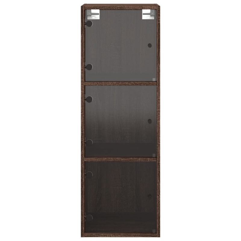 Wandschrank mit Glastüren Braun Eichen-Optik 35x37x100 cm