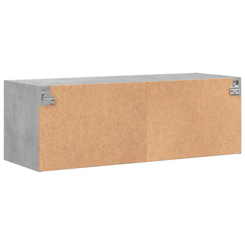 Wandschrank mit Glastüren Betongrau 102x37x35 cm