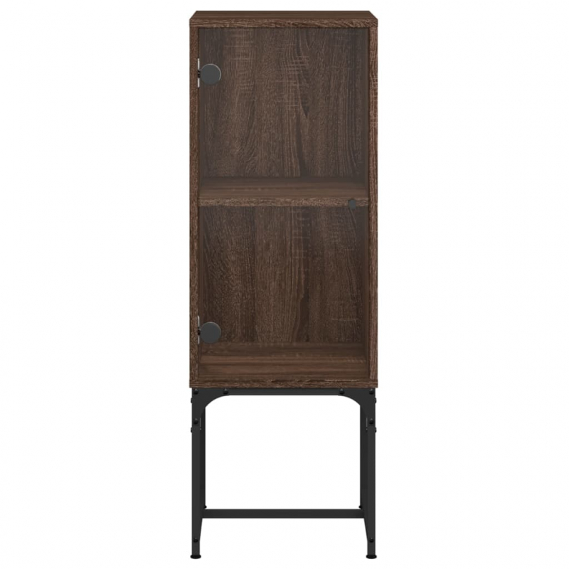 Beistellschrank mit Glastür Braun Eichen-Optik 35x37x100 cm