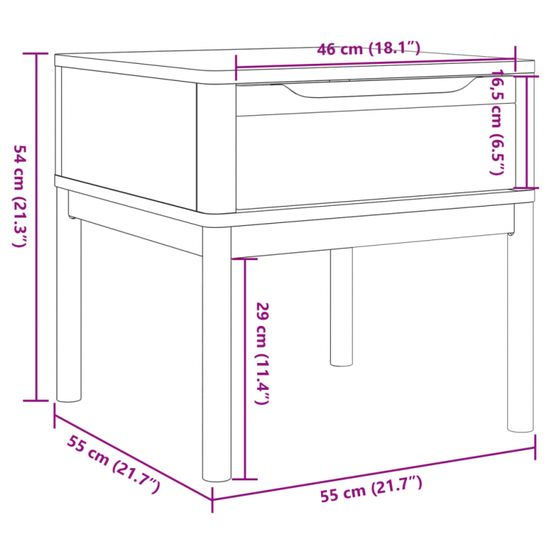 Lampentisch FLORO Weiß 55x55x54 cm Massivholz Kiefer