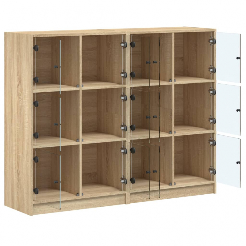 Bücherregal mit Türen Sonoma-Eiche 136x37x109 cm Holzwerkstoff