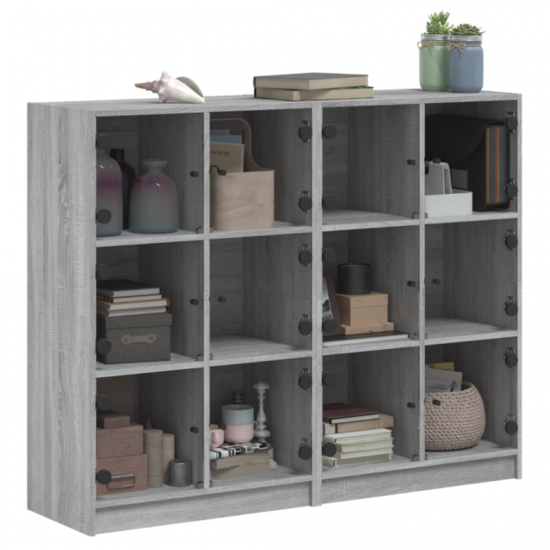 Bücherregal mit Türen Grau Sonoma 136x37x109 cm Holzwerkstoff