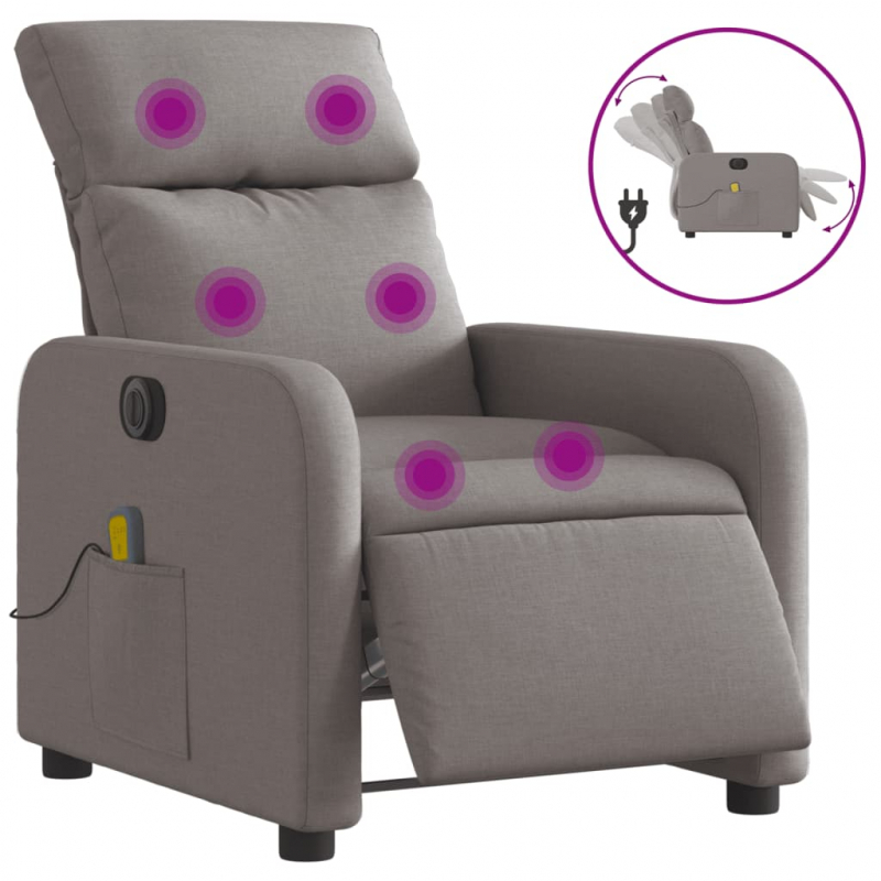 Massagesessel Elektrisch Taupe Stoff