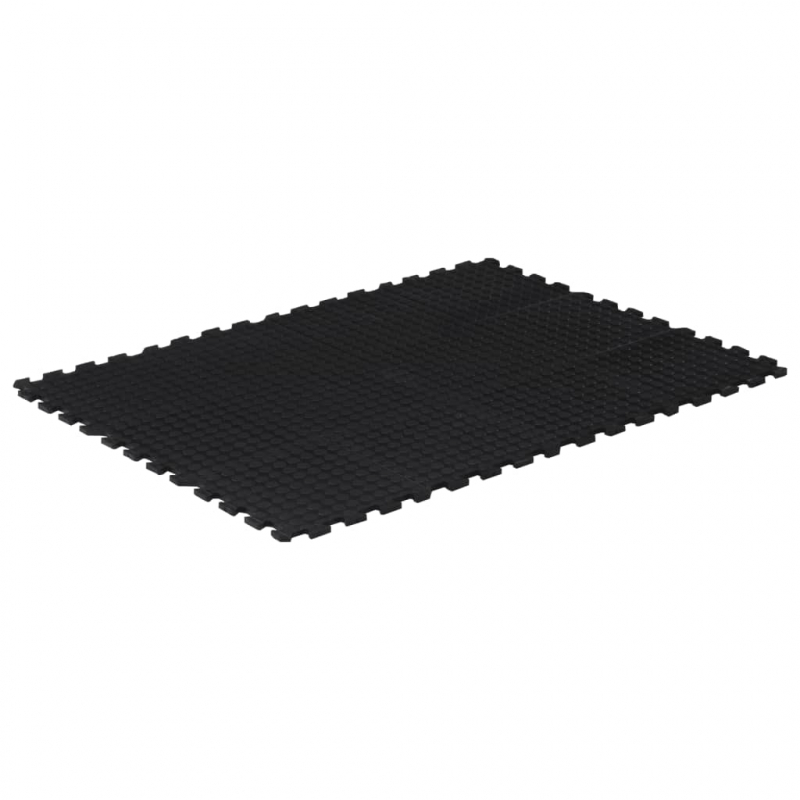 Gummi-Bodenfliese Schwarz 12 mm 90x120 cm