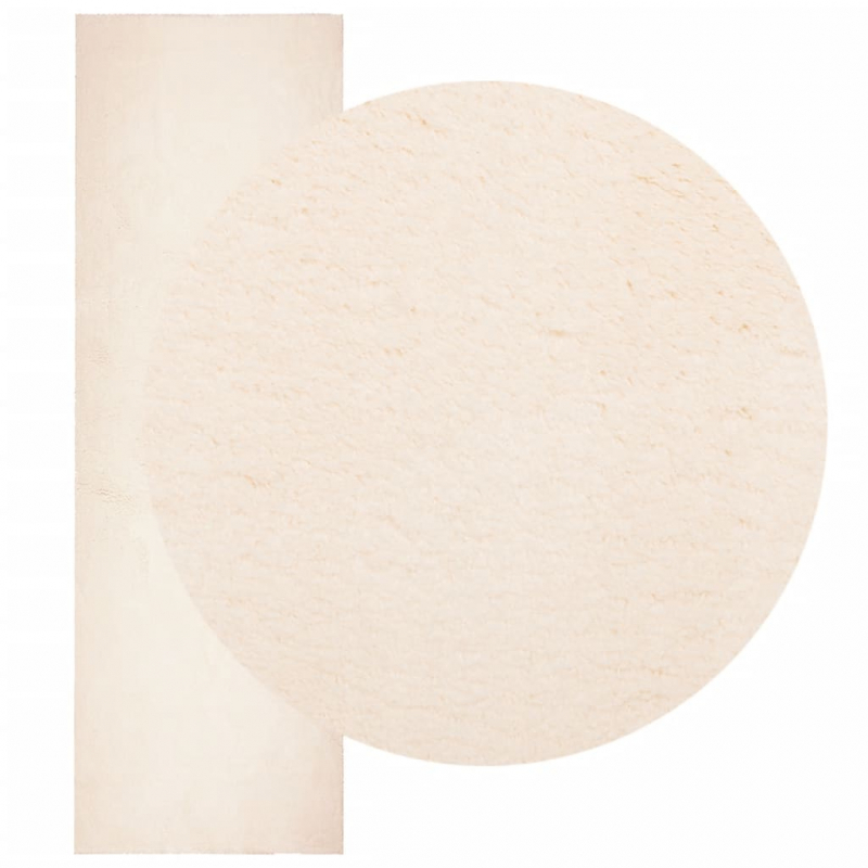 Teppich HUARTE Kurzflor Weich und Waschbar Beige 80x250 cm