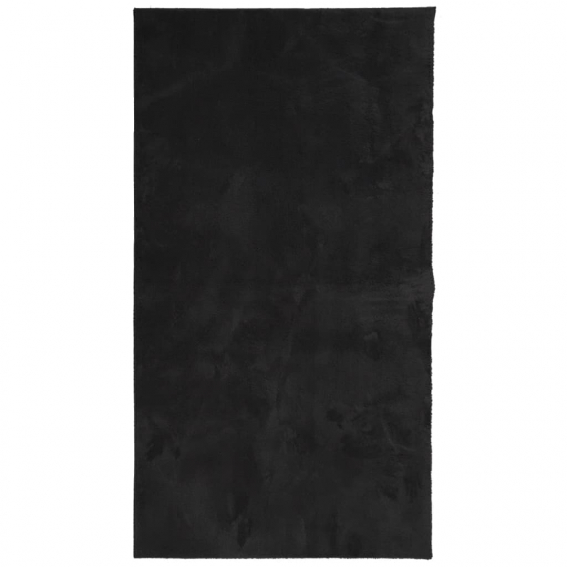 Teppich HUARTE Kurzflor Weich und Waschbar Schwarz 80x150 cm