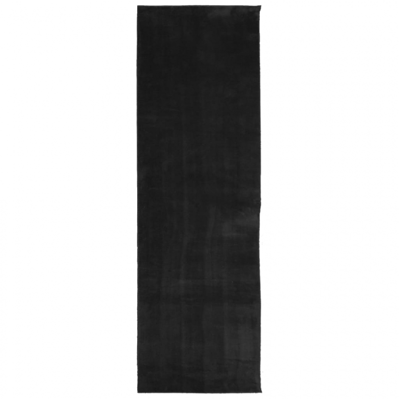 Teppich HUARTE Kurzflor Weich und Waschbar Schwarz 80x250 cm