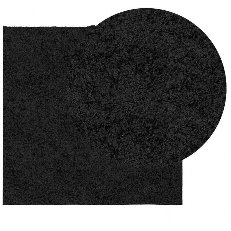 Shaggy-Teppich PAMPLONA Hochflor Modern Schwarz 160x160 cm