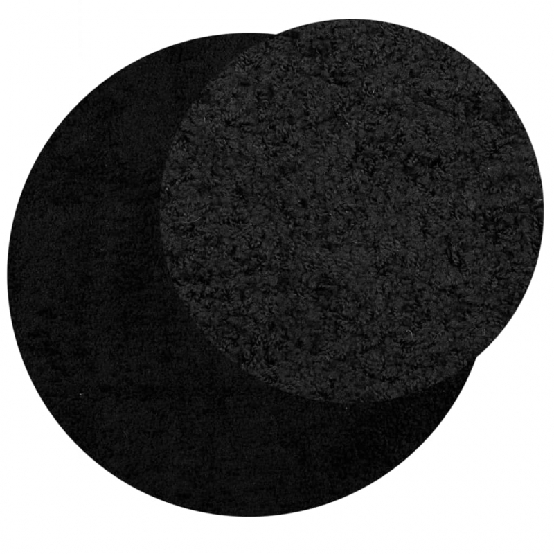 Shaggy-Teppich PAMPLONA Hochflor Modern Schwarz Ø 80 cm