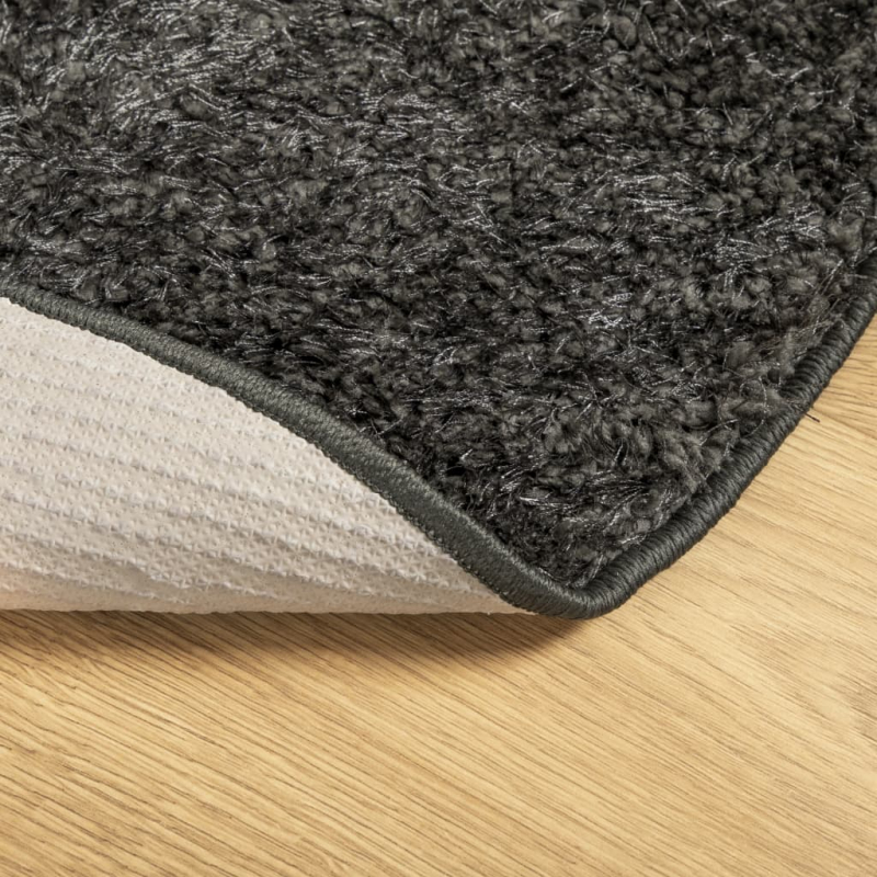 Teppich ISTAN Hochflor Glänzend Anthrazit Ø 200 cm