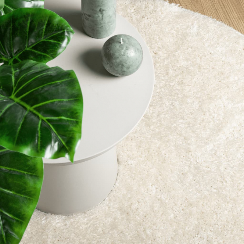 Teppich ISTAN Hochflor Glänzend Creme Ø 100 cm