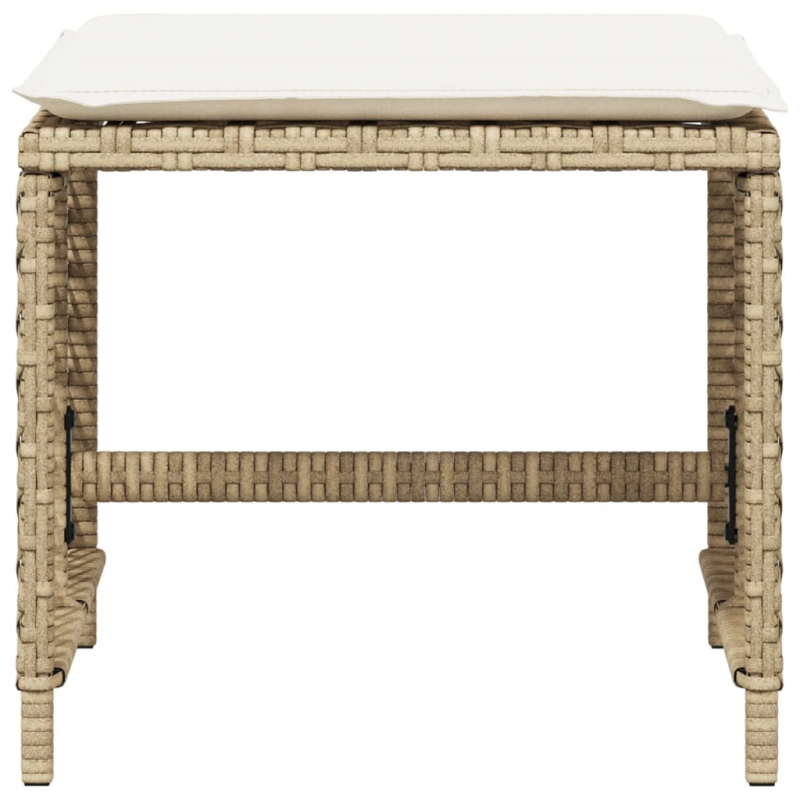 Gartenhocker mit Kissen 4 Stk. Beige 41x41x36 cm Poly Rattan