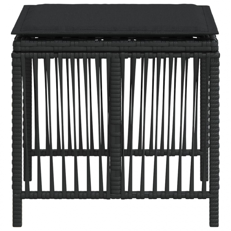 Gartenhocker mit Kissen 4 Stk. Schwarz 41x41x36 cm Poly Rattan