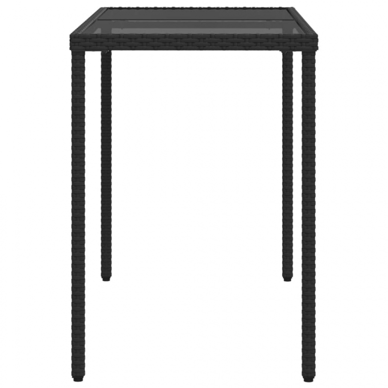 Gartentisch mit Glasplatte Schwarz 115x54x74 cm Poly Rattan