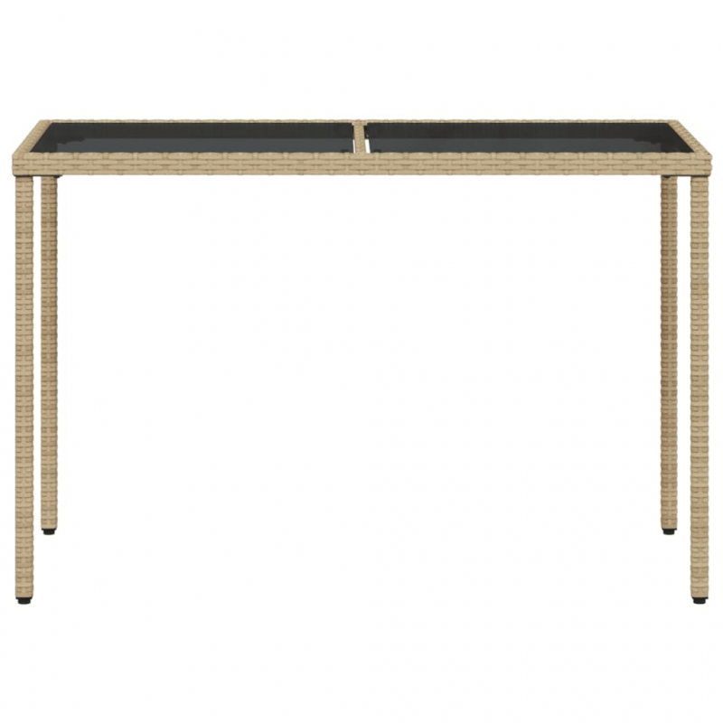 Gartentisch mit Glasplatte Beige 115x54x74 cm Poly Rattan