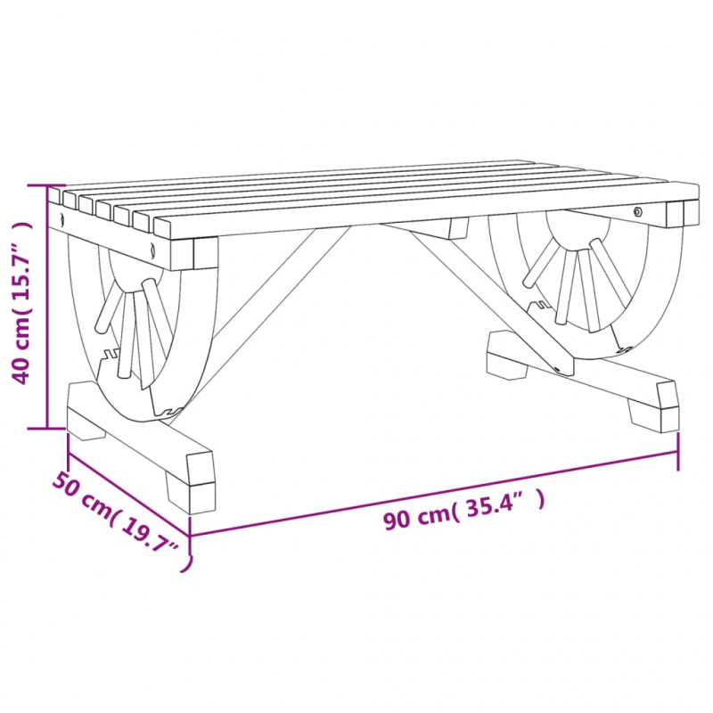 Garten-Couchtisch 90x50x40 cm Massivholz Tanne