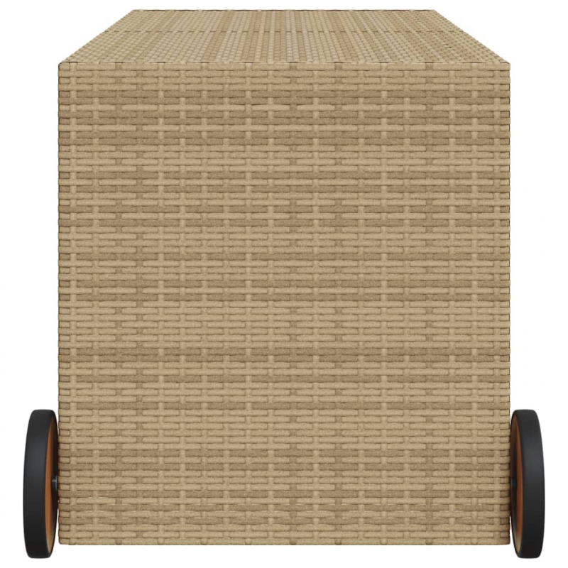 Gartentruhe mit Rollen Beige 283L Poly Rattan
