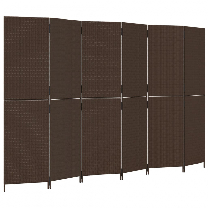 Paravent 6-tlg. Braun Poly Rattan