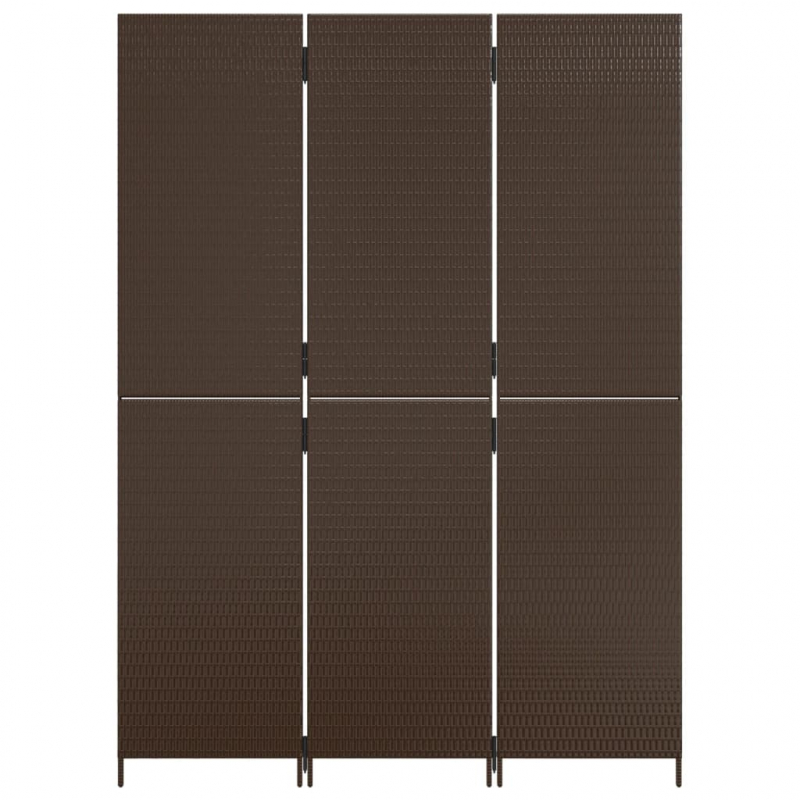 Paravent 3-tlg. Braun Poly Rattan