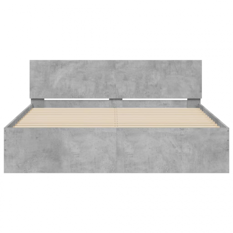 Bettgestell mit Kopfteil Betongrau 140x200 cm