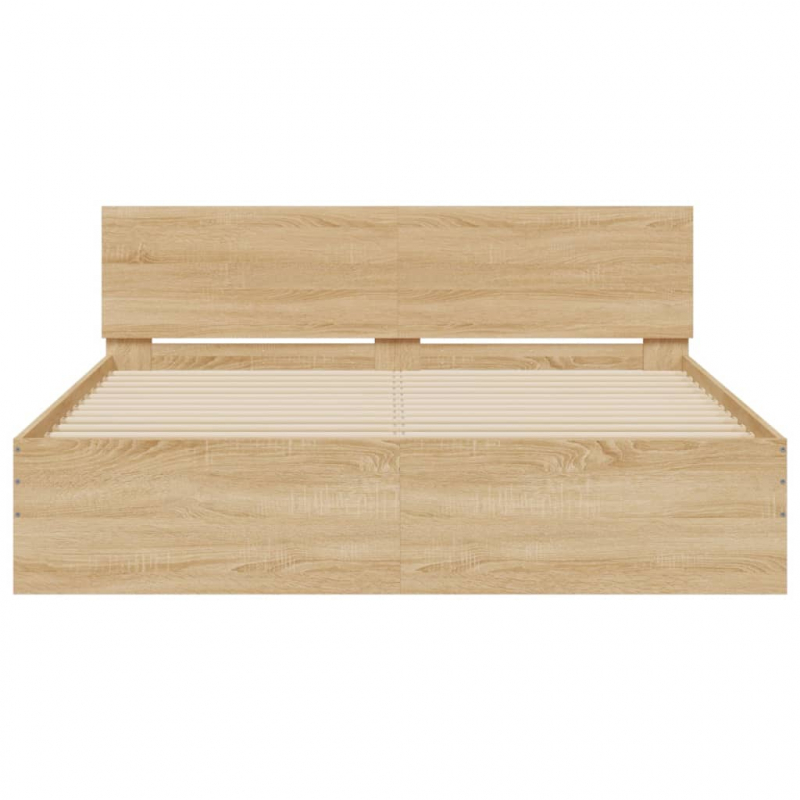 Bettgestell mit Kopfteil LED-Beleuchtung Sonoma-Eiche 150x200cm
