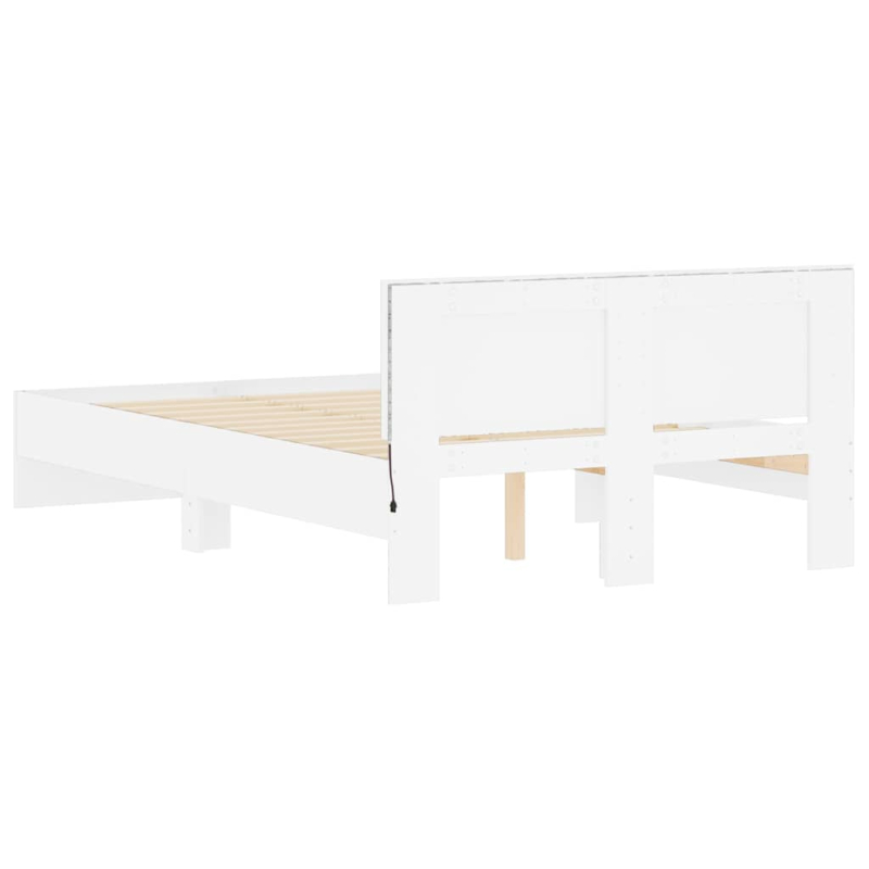 Bettgestell mit Kopfteil LED-Beleuchtung Weiß 140x200 cm