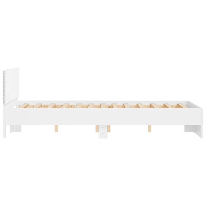 Bettgestell mit Kopfteil LED-Beleuchtung Weiß 140x190 cm