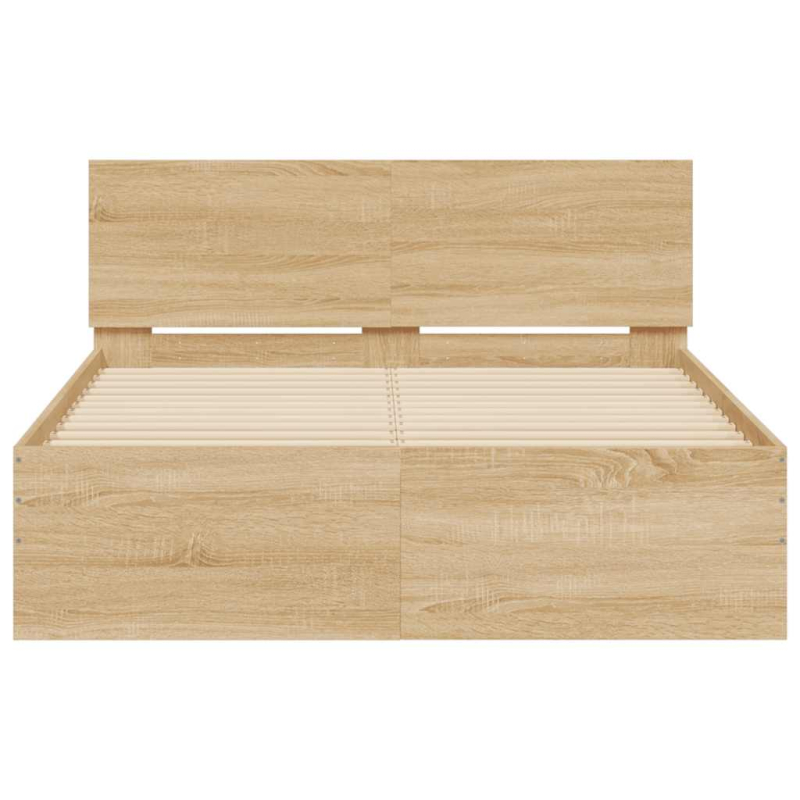 Bettgestell mit Kopfteil LED-Beleuchtung Sonoma-Eiche 140x190cm