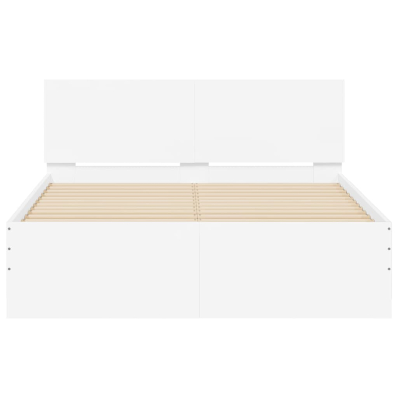 Bettgestell mit Kopfteil LED-Beleuchtung Weiß 120x190 cm