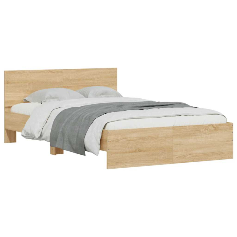 Bettgestell mit Kopfteil LED-Beleuchtung Sonoma-Eiche 120x190cm