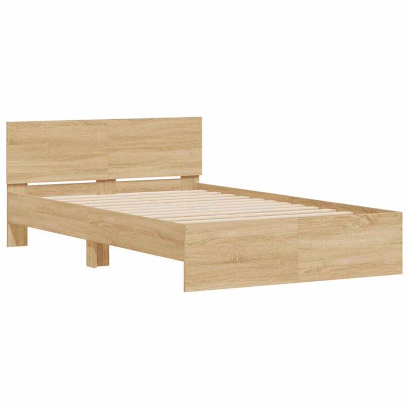 Bettgestell mit Kopfteil LED-Beleuchtung Sonoma-Eiche 120x190cm