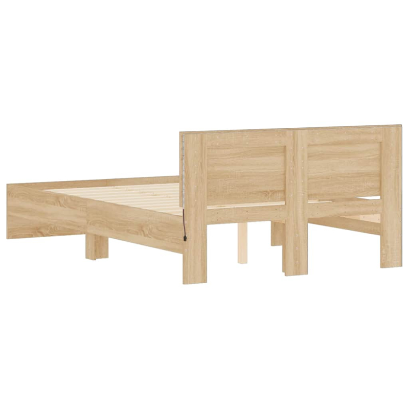 Bettgestell mit Kopfteil LED-Beleuchtung Sonoma-Eiche 120x190cm