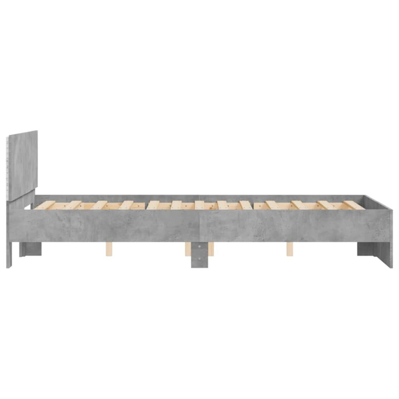 Bettgestell mit Kopfteil LED-Beleuchtung Betongrau 120x190 cm
