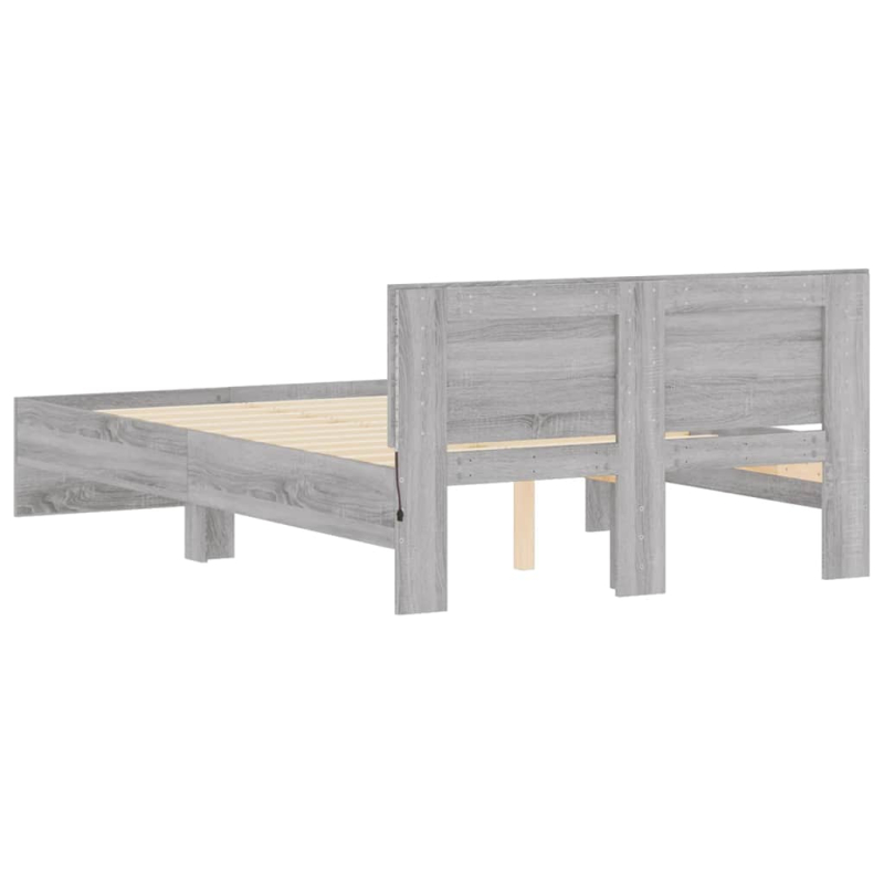 Bettgestell mit Kopfteil LED-Beleuchtung Grau Sonoma 120x190 cm